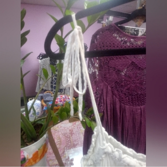 RAILS " Carlyn " White Mini Dress Tie Straps Ruffle Tiered Dress LARGE - Picture 7 of 16